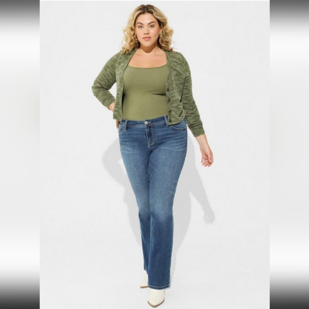 NWT Torrid 3X Soft Space Dye V-Neck Button Up Cardigan Sweater- Olivine
